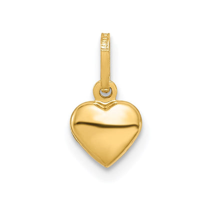 14K Gelbgold 14K Poliert 3-d Gewölbt Herz Charm