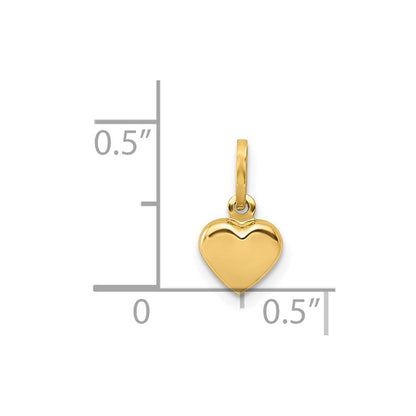 14K Gelbgold 14K Poliert 3-d Gewölbt Herz Charm