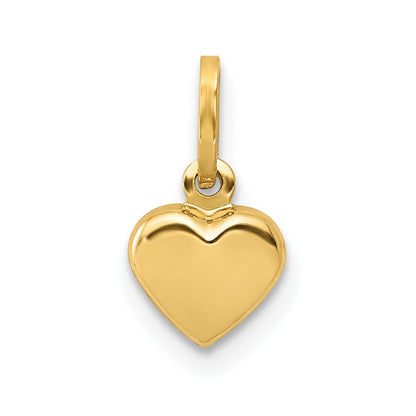 14K Gelbgold 14K Poliert 3-d Gewölbt Herz Charm