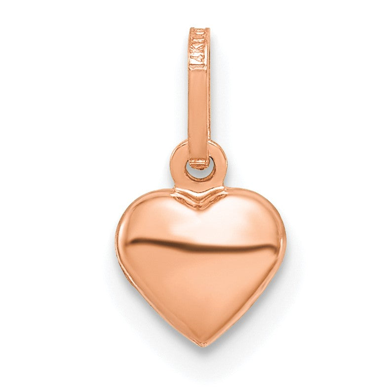 14K Roségold 14K Roségold Poliert 3-d Herz Charm