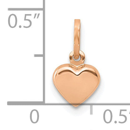 14K Roségold 14K Roségold Poliert 3-d Herz Charm