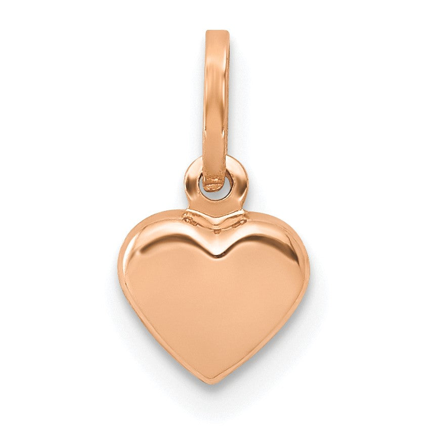 14K Roségold 14K Roségold Poliert 3-d Herz Charm