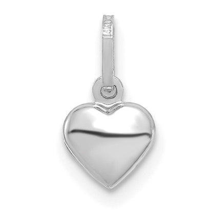 14K Weißgold 14K Weißgold Poliert 3-d Herz Charm