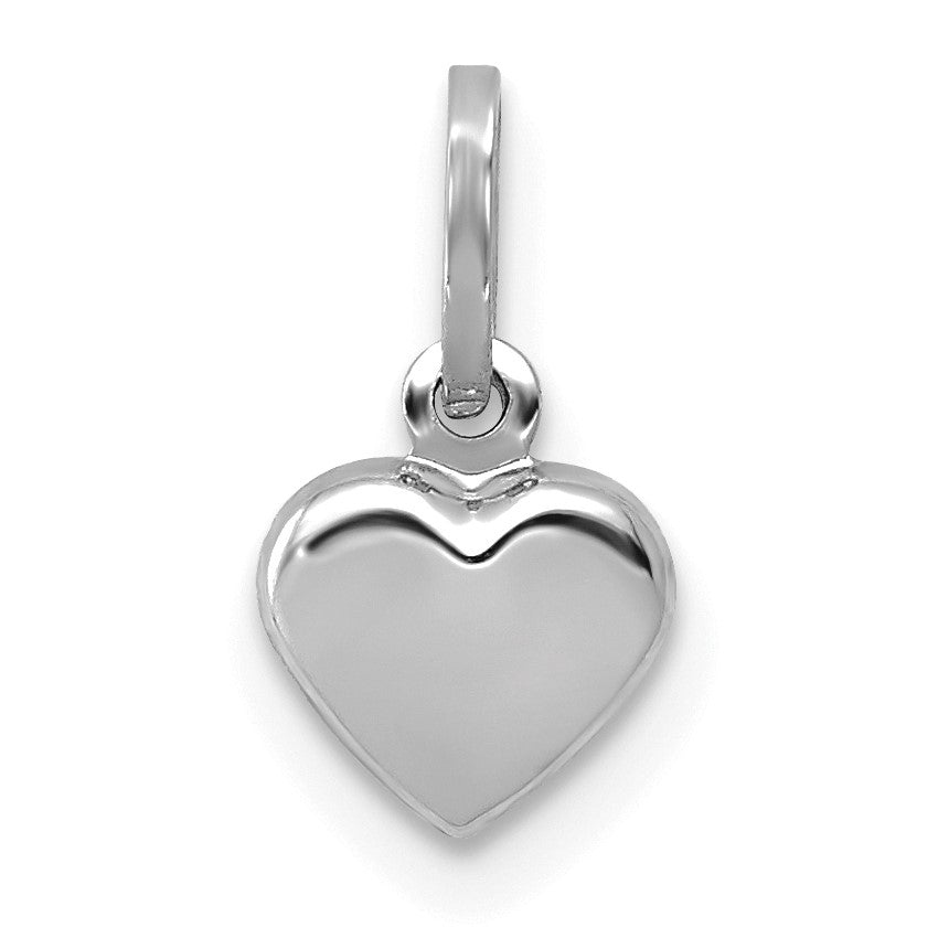 14K Weißgold 14K Weißgold Poliert 3-d Herz Charm