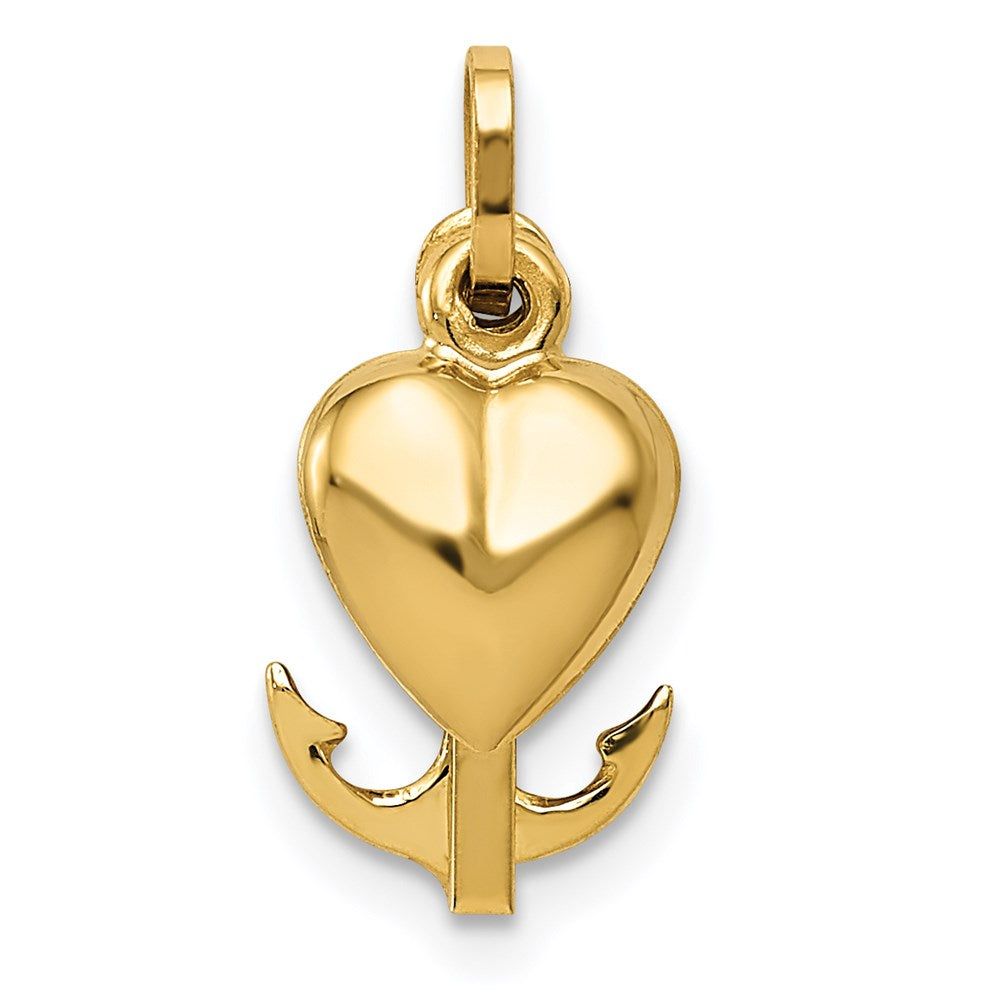 14K Gelbgold 14K Poliert Herz Kreuz Anker Anhänger
