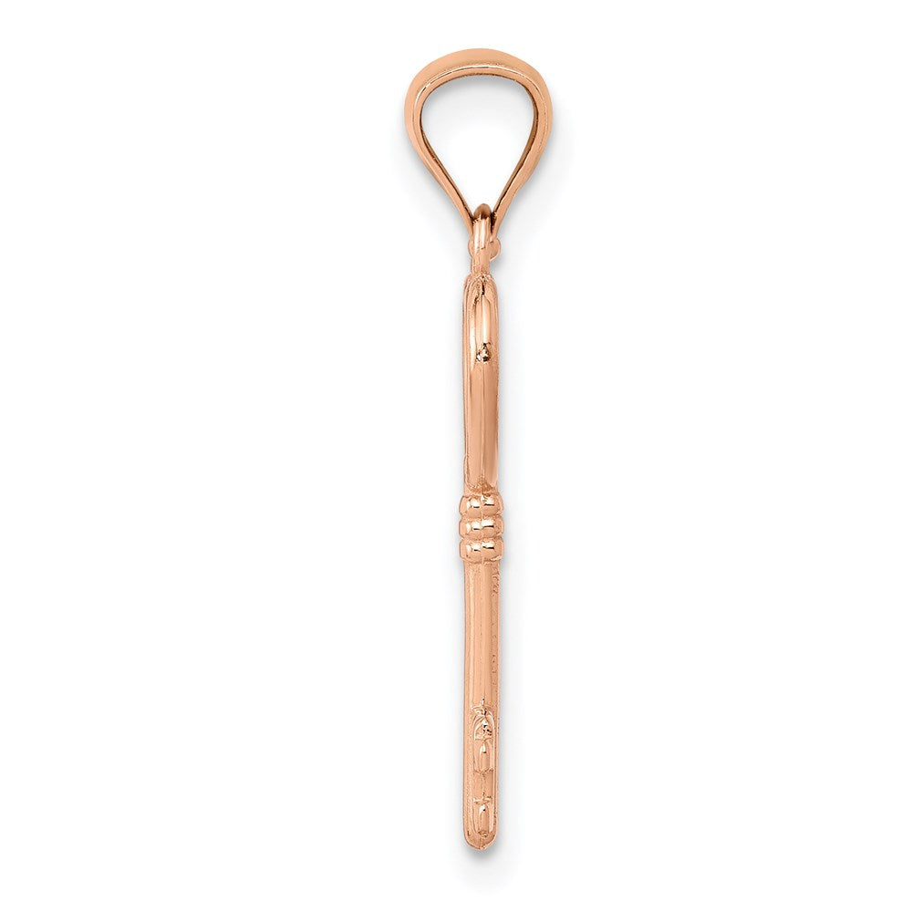 14K Roségold 14K Roségold 3d Poliert Herz Key Charm