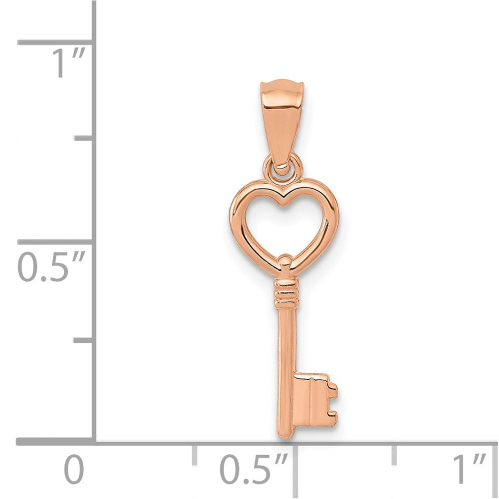 14K Roségold 14K Roségold 3d Poliert Herz Key Charm