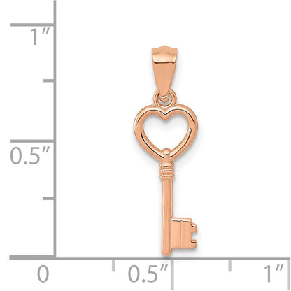 14K Roségold 14K Roségold 3d Poliert Herz Key Charm