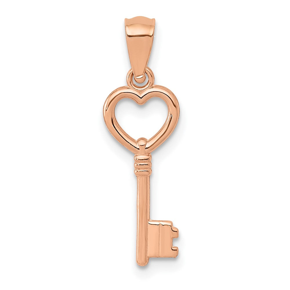 14K Roségold 14K Roségold 3d Poliert Herz Key Charm