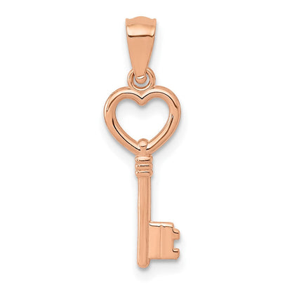 14K Roségold 14K Roségold 3d Poliert Herz Key Charm