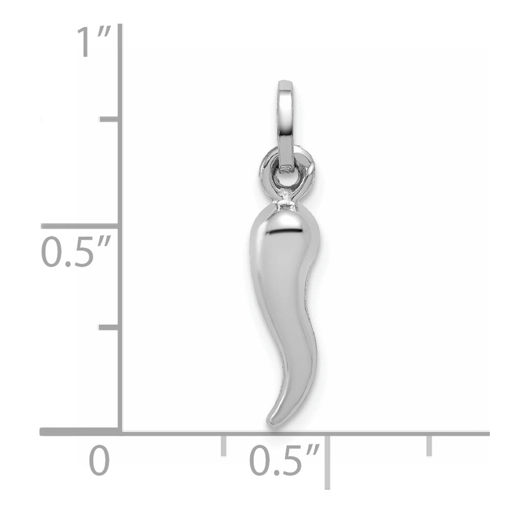 14K Weißgold Hohl Italienisch Horn Charm