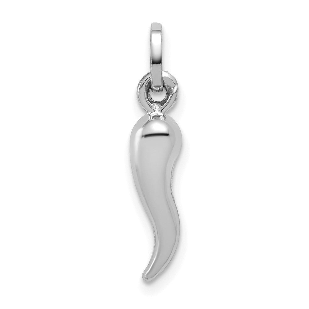 14K Weißgold Hohl Italienisch Horn Charm