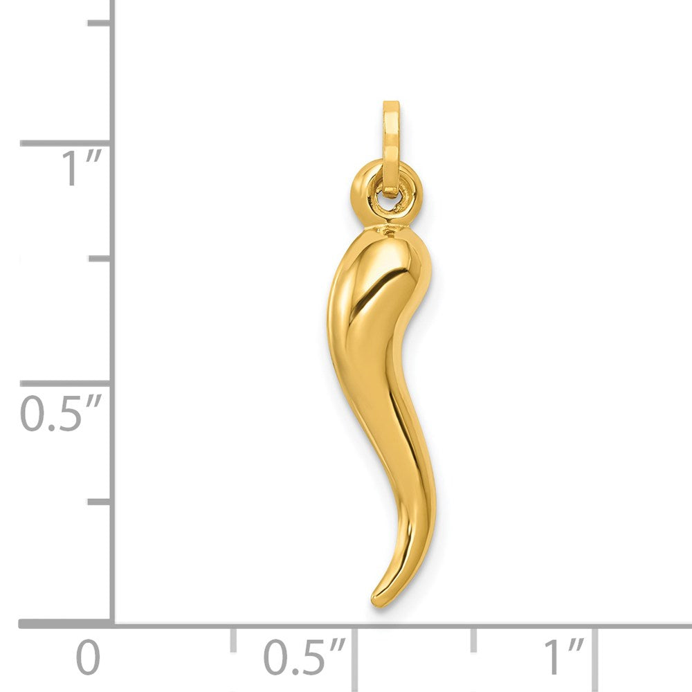 14K Gelbgold 14K Hohl 3d Italienisch Horn Charm