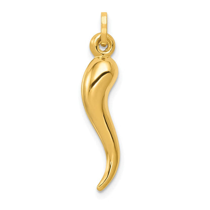 14K Gelbgold 14K Hohl 3d Italienisch Horn Charm