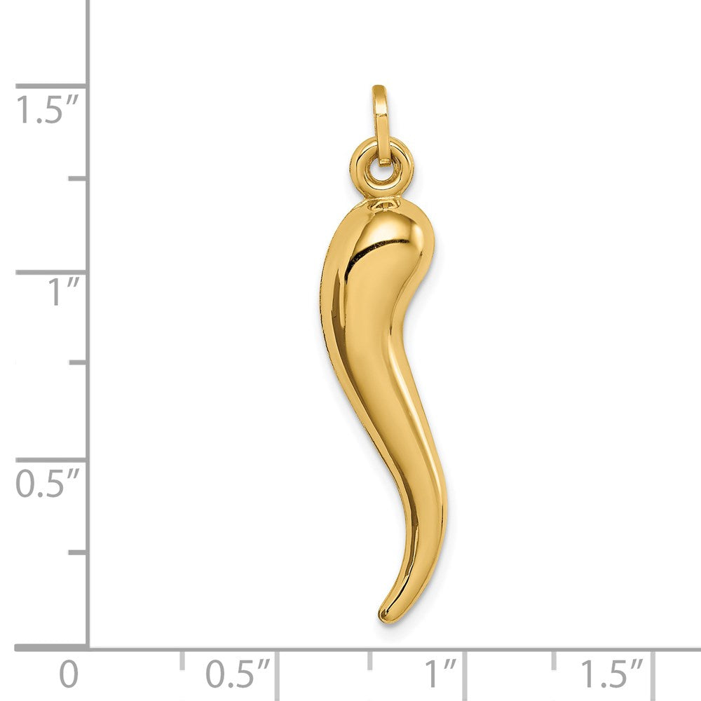 14K Gelbgold 14K Hohl 3d Italienisch Horn Charm