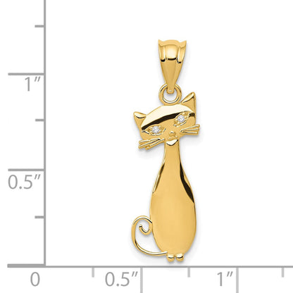 14K Gelbgold Diamant-Katzenanhänger