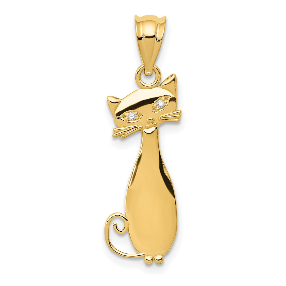 14K Gelbgold Diamant-Katzenanhänger
