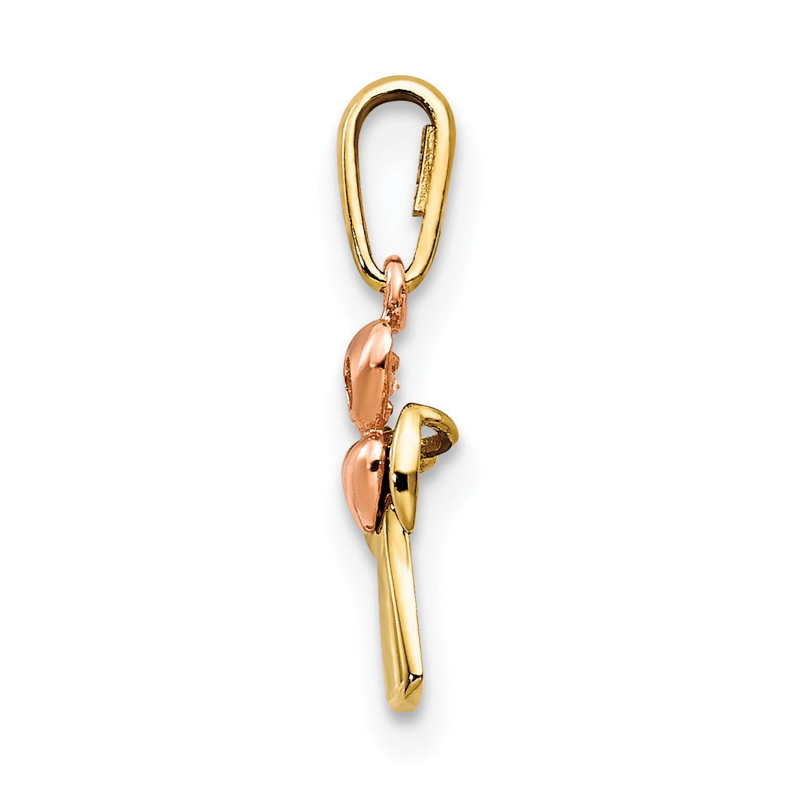 14K Bicolor 14K Gelb und Roségold Zirkonia Kinder Kreuz Herz Anhänger