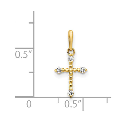 14K Gelbgold 14K Zirkonia Kinder Kreuz Anhänger