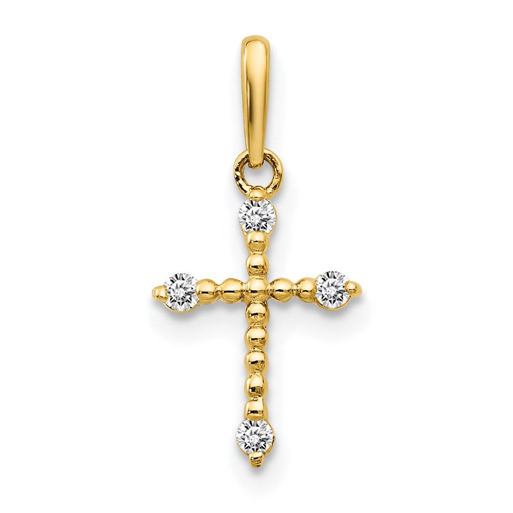 14K Gelbgold 14K Zirkonia Kinder Kreuz Anhänger