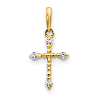 14K Gelbgold 14K Zirkonia Kinder Kreuz Anhänger