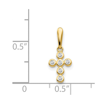 14K Gelbgold 14K Zirkonia Kinder Kreuz Anhänger