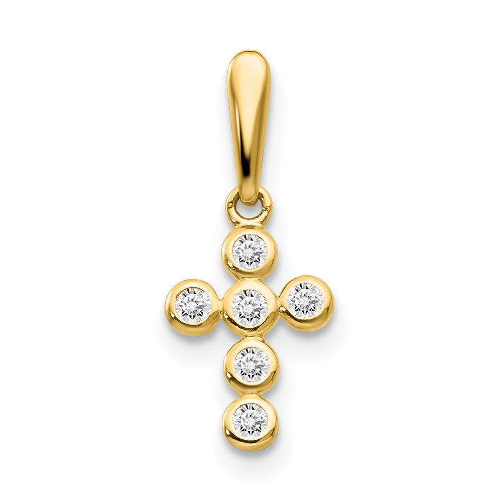 14K Gelbgold 14K Zirkonia Kinder Kreuz Anhänger