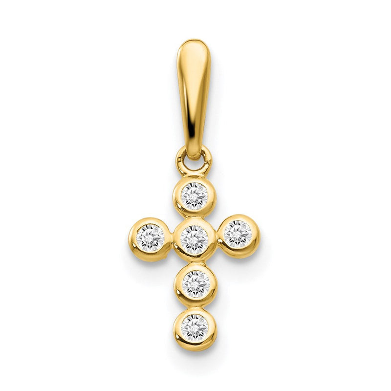 14K Gelbgold 14K Zirkonia Kinder Kreuz Anhänger