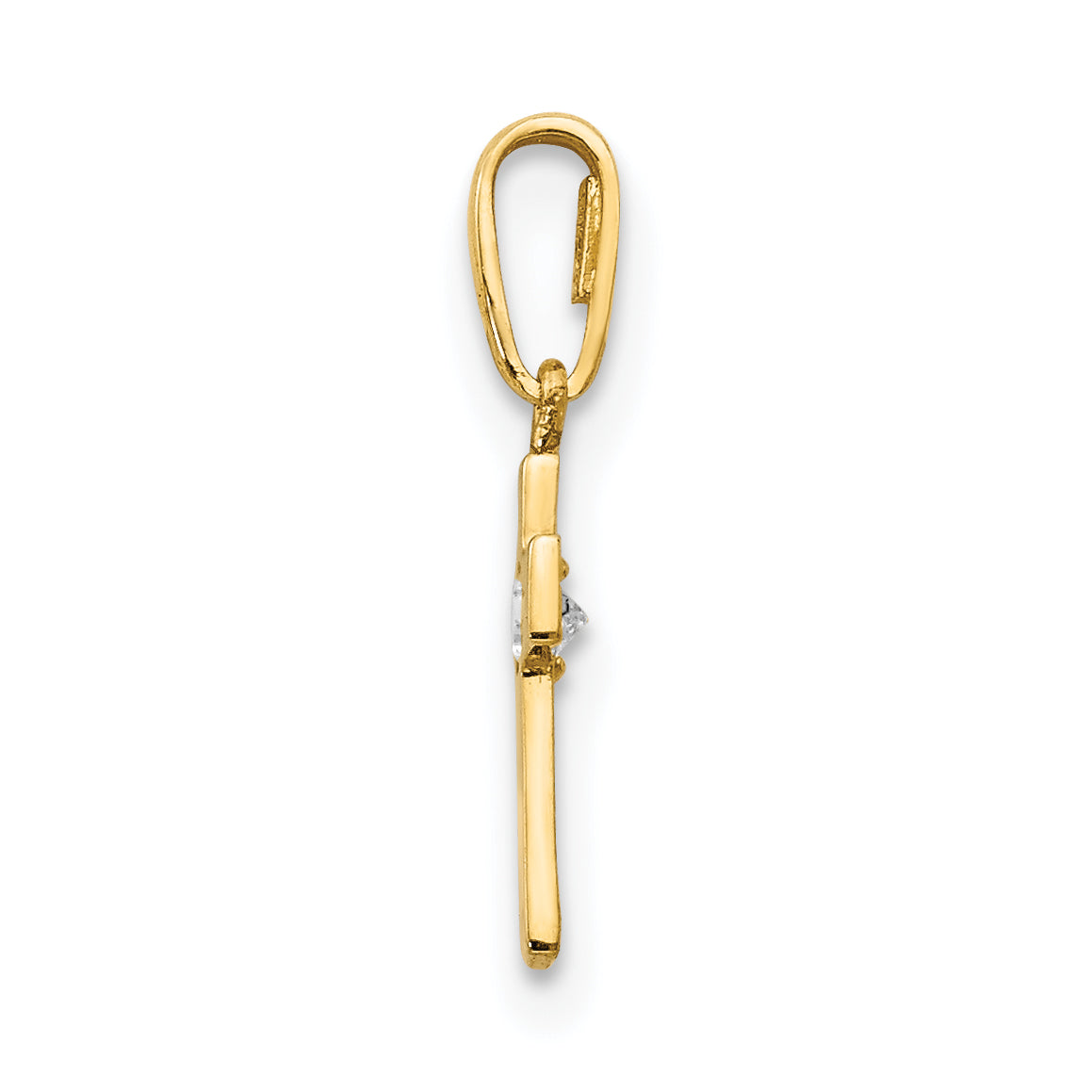 14K Gelbgold Zirkonia Kinder Kreuz Anhänger