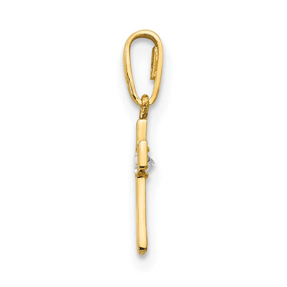 14K Gelbgold Zirkonia Kinder Kreuz Anhänger