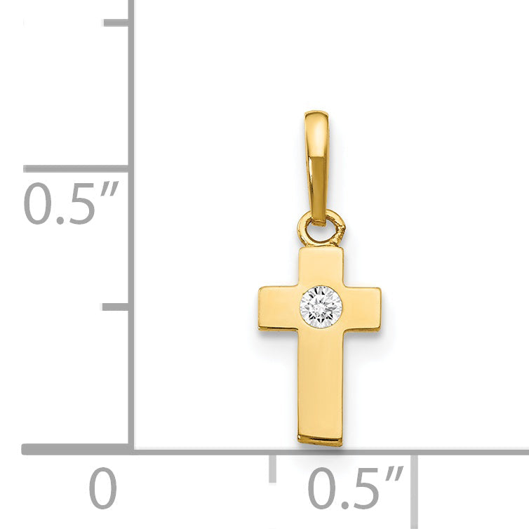 14K Gelbgold Zirkonia Kinder Kreuz Anhänger