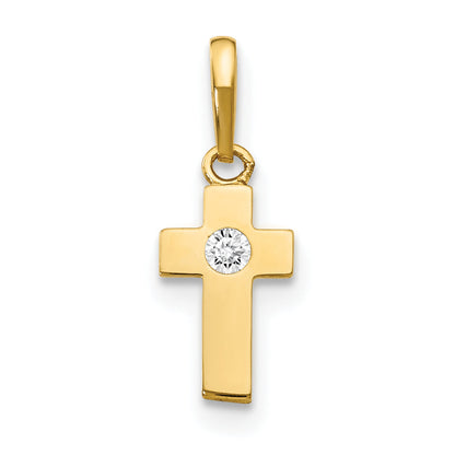 14K Gelbgold Zirkonia Kinder Kreuz Anhänger