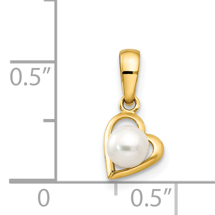 14K Gelbgold 14K Fw Zuchtperle Kinder Herz Anhänger