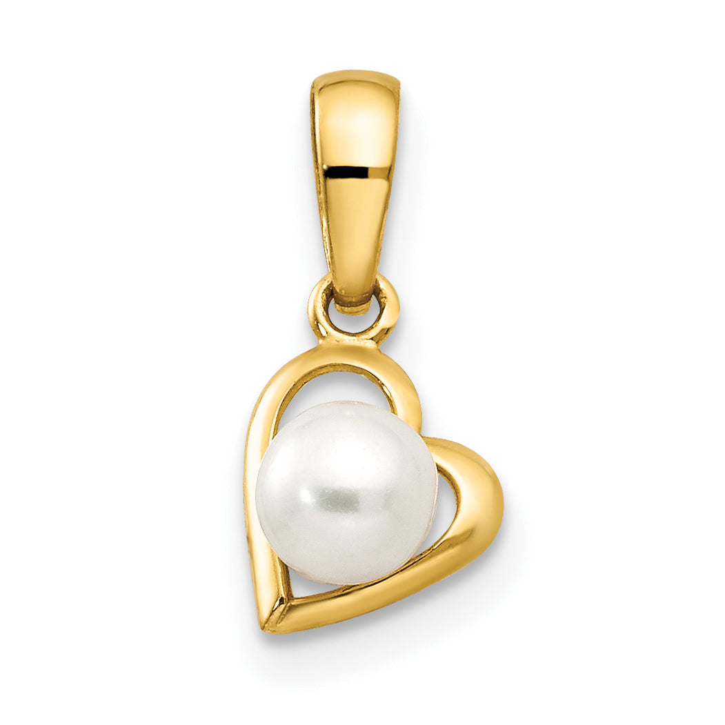 14K Gelbgold 14K Fw Zuchtperle Kinder Herz Anhänger