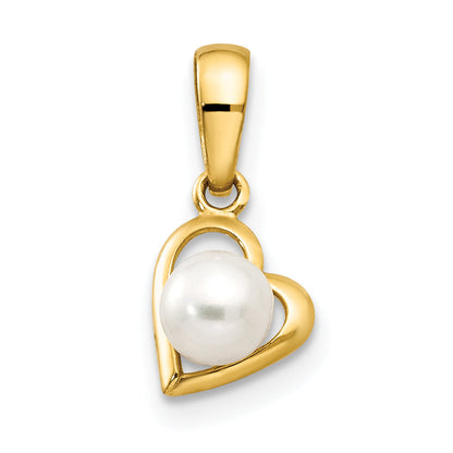 14K Gelbgold 14K Fw Zuchtperle Kinder Herz Anhänger