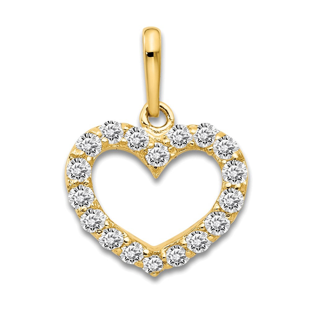 14K Gelbgold 14K Zirkonia Kinder Herz Anhänger
