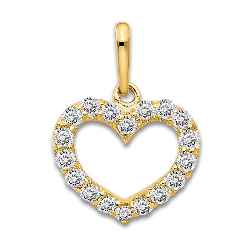14K Gelbgold 14K Zirkonia Kinder Herz Anhänger