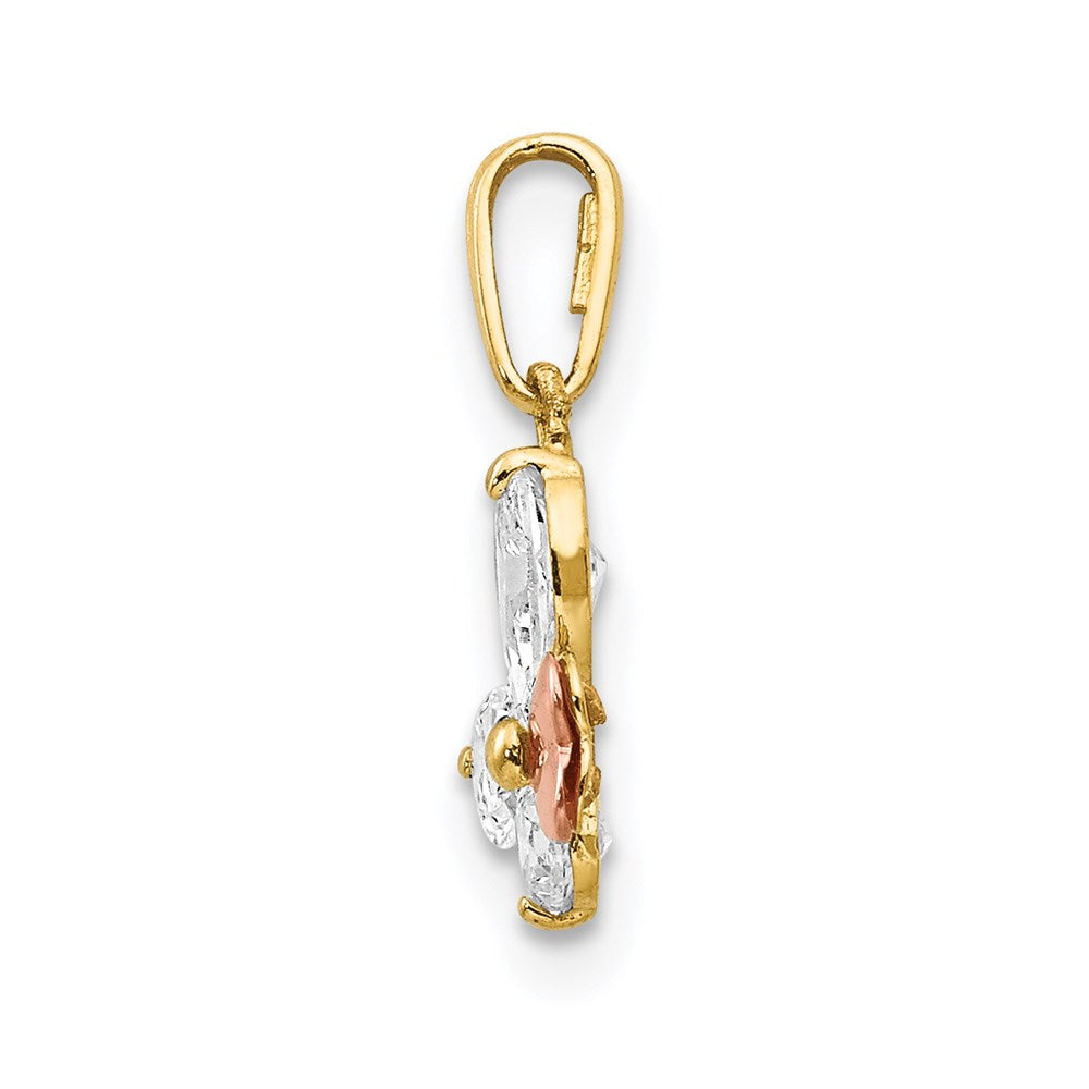 14K Bicolor 14K Gelb und Roségold Zirkonia Kinder Schmetterling Anhänger