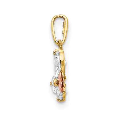 14K Bicolor 14K Gelb und Roségold Zirkonia Kinder Schmetterling Anhänger