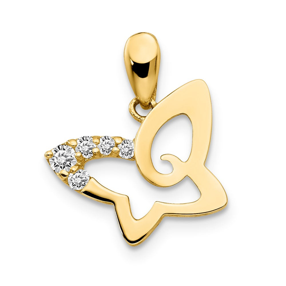 14K Gelbgold 14K Zirkonia Kinder Schmetterling Anhänger