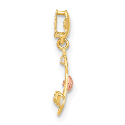 14K Bicolor 14K Gelb und Roségold Zirkonia Kinder Rocking Pferd Anhänger
