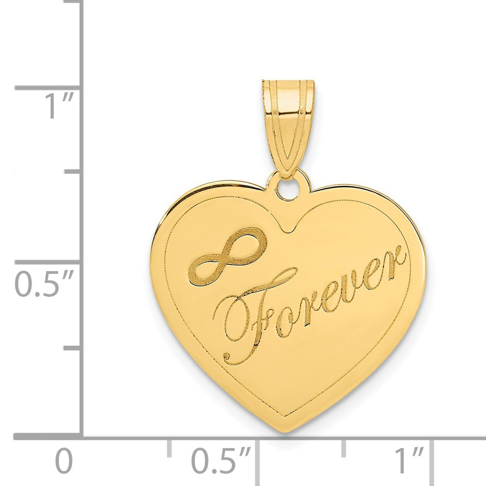 14K Gelbgold Unendlichkeitssymbol-Anhänger „FOREVER" Lasergravur Charm Herz-Anhänger
