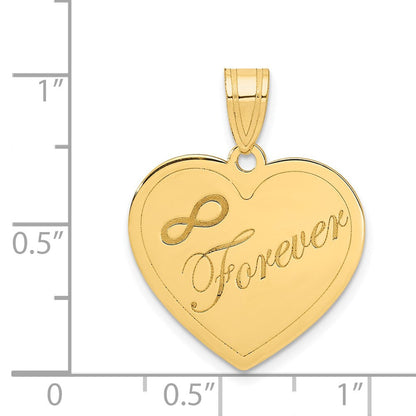 14K Gelbgold Unendlichkeitssymbol-Anhänger „FOREVER" Lasergravur Charm Herz-Anhänger