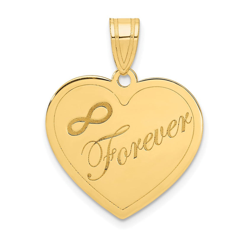 14K Gelbgold Unendlichkeitssymbol-Anhänger „FOREVER" Lasergravur Charm Herz-Anhänger