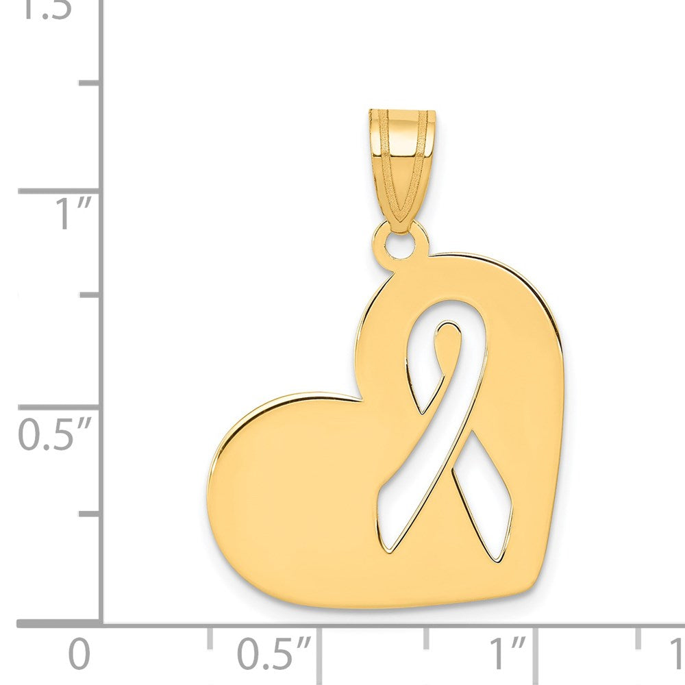 14K Gelbgold Herz-Charm mit ausgeschnittenem Awareness-Band