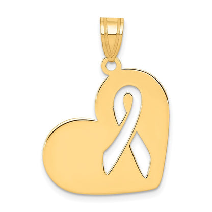 14K Gelbgold Herz-Charm mit ausgeschnittenem Awareness-Band