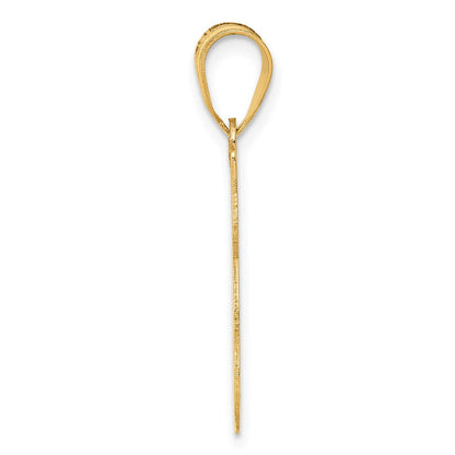 14K Gelbgold Katze mit Herz Charm, lasergeschnitten