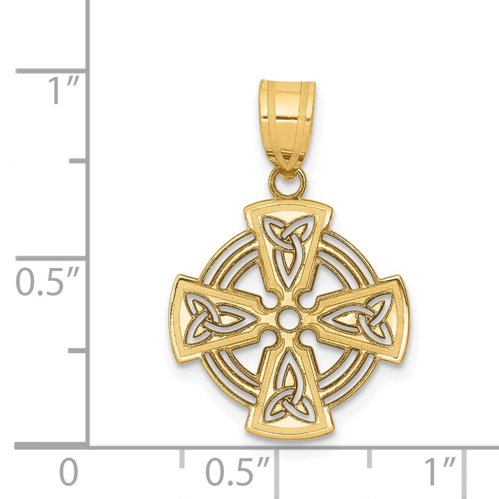 14K Gelbgold 14K Lasergeschnitten Keltisch Kreuz Charm