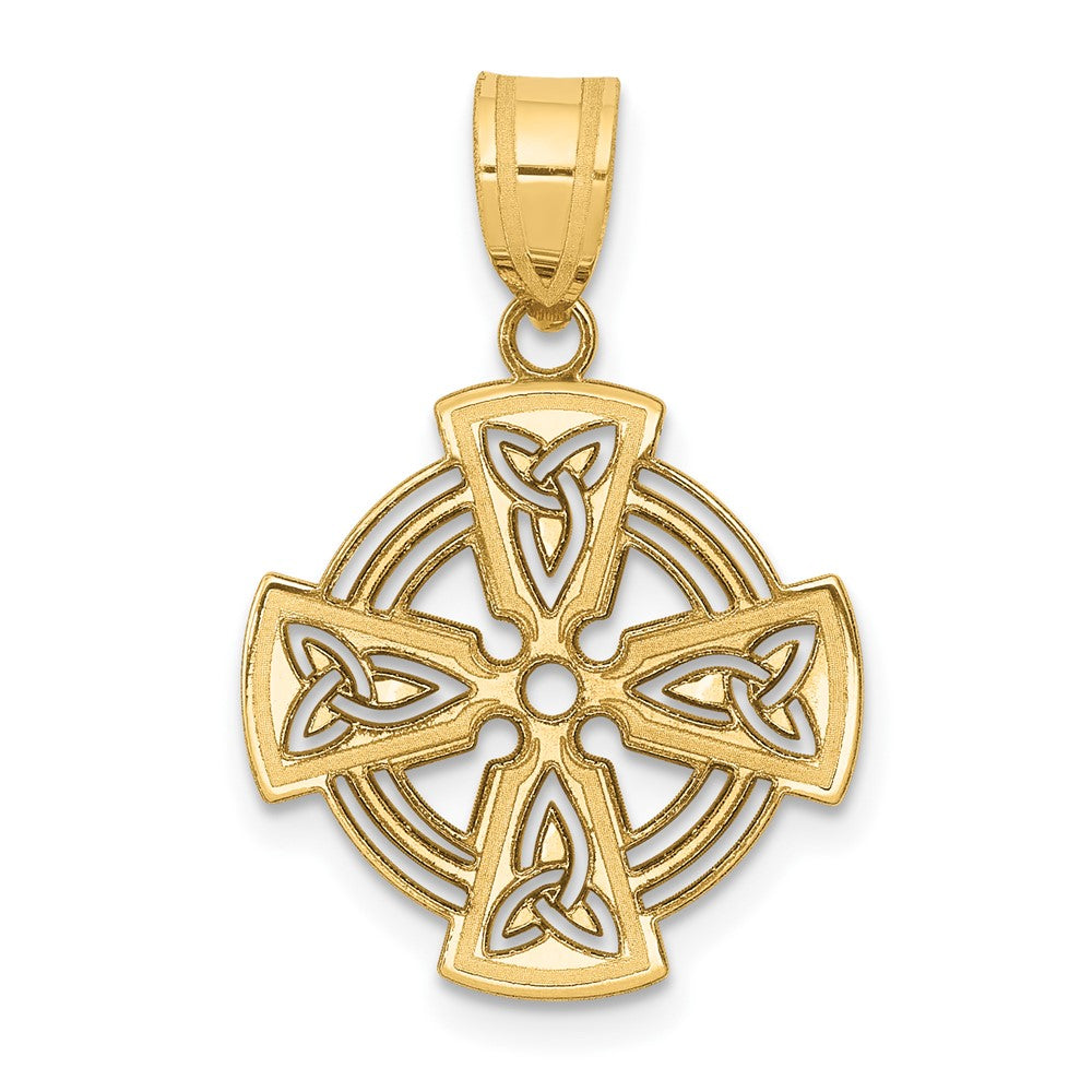 14K Gelbgold 14K Lasergeschnitten Keltisch Kreuz Charm