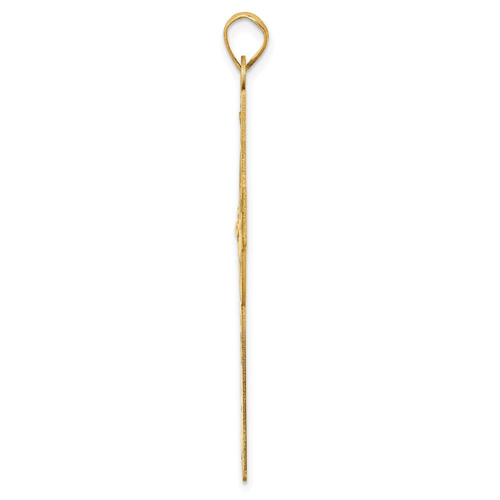 14K Gelbgold Claddagh-Kreuz-Charm, lasergeschnitten